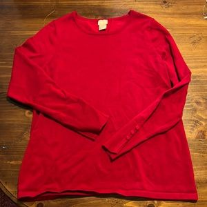 Chico’s holiday red shirt with buttons on the sleeves